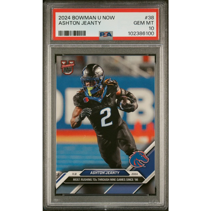 Graded 2024 Topps Bowman U Now Ashton Jeanty #38 Rookie RC Football Card PSA 10 Gem Mint | Hall of Fame Sports Memorabilia | vintageantiquesgifts.com