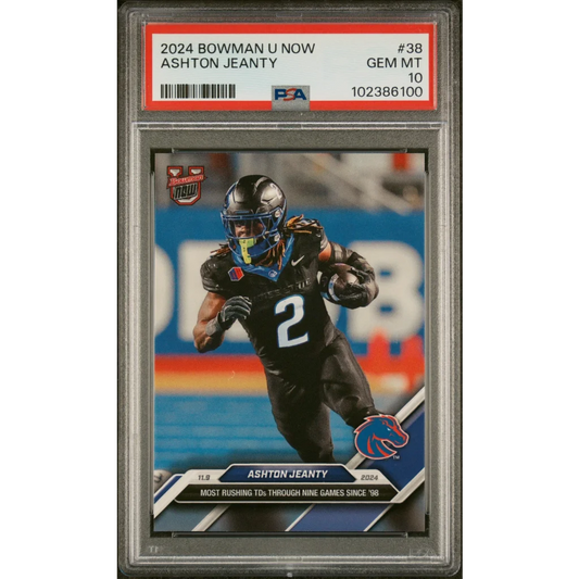 Graded 2024 Topps Bowman U Now Ashton Jeanty #38 Rookie RC Football Card PSA 10 Gem Mint | Hall of Fame Sports Memorabilia | vintageantiquesgifts.com
