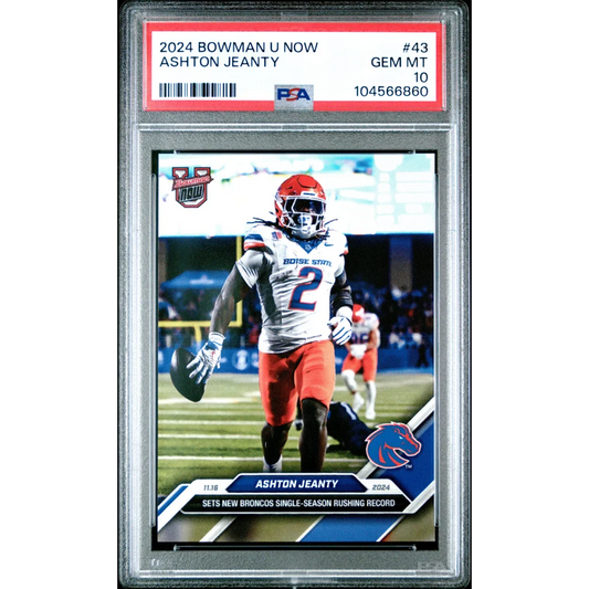 Graded 2024 Topps Bowman U Now Ashton Jeanty #43 Rookie RC Football Card PSA 10 Gem Mint | Hall of Fame Sports Memorabilia | vintageantiquesgifts.com