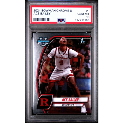 Graded 2024 Topps Bowman U Chrome Ace Bailey #1 Rookie RC Basketball Card PSA 10 Gem Mint | Hall of Fame Sports Memorabilia | vintageantiquesgifts.com