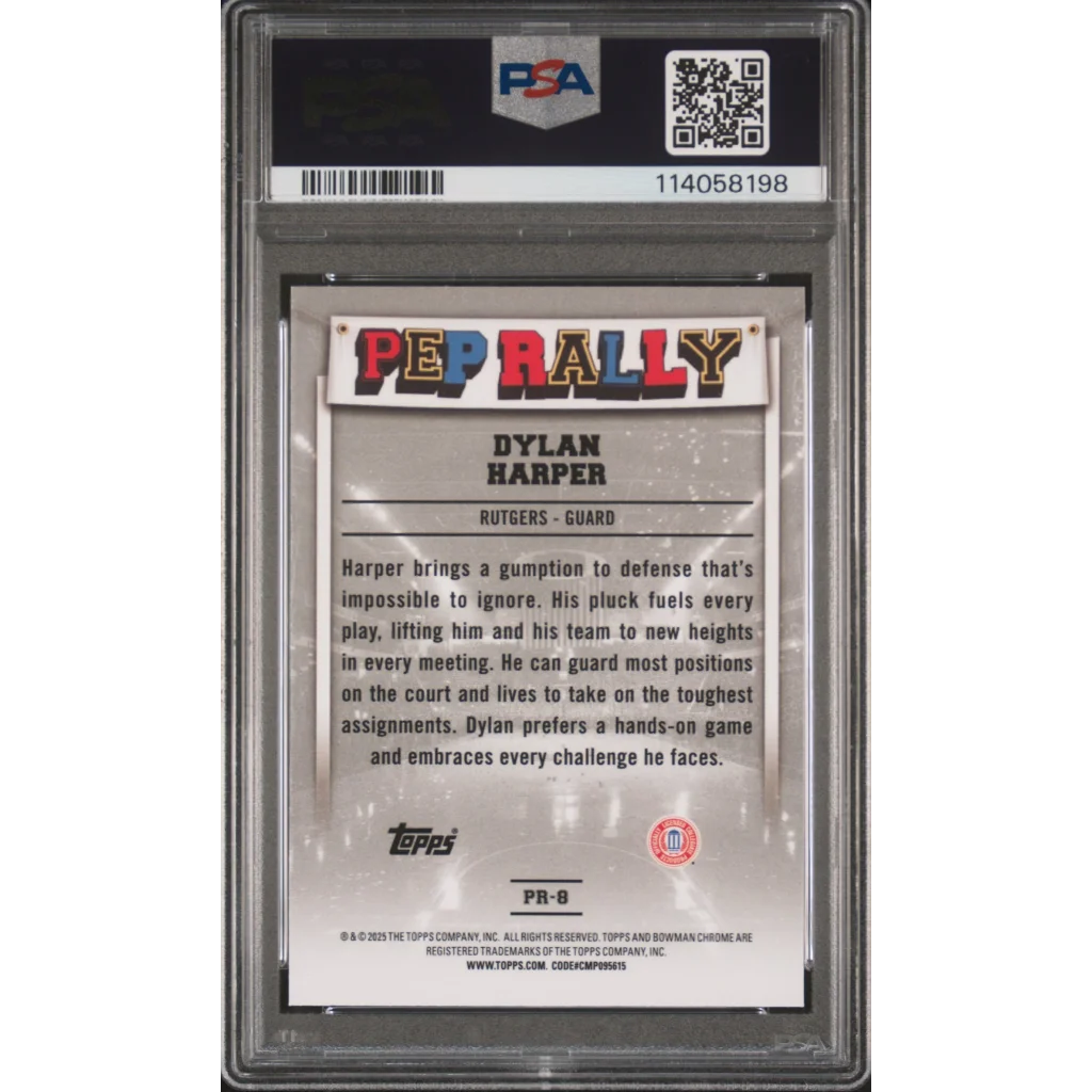 PSA graded Dylan Harper Bowman U Chrome Pep Rally Rookie sports card image