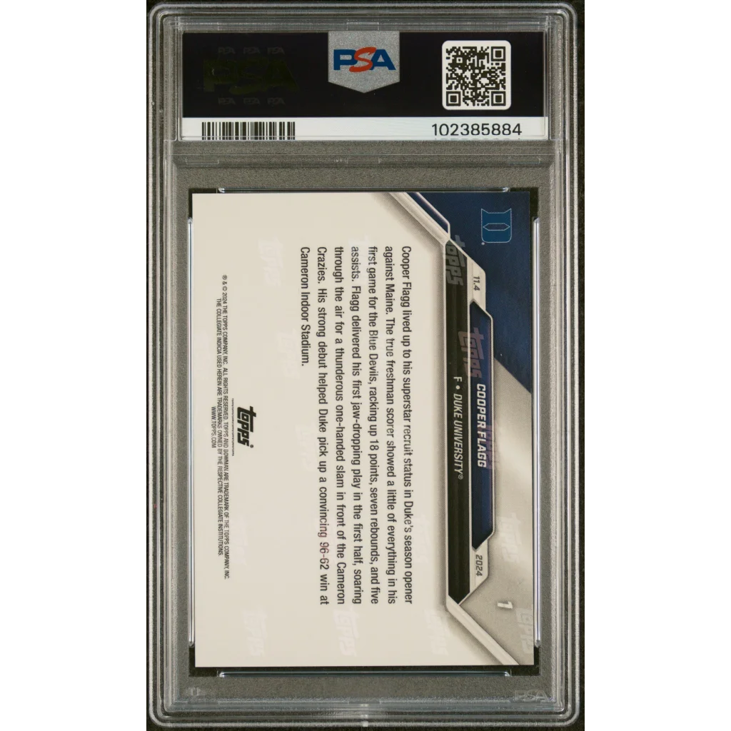 PSA 10 Graded 2024 Topps Bowman Cooper Flagg Duke Rookie RC Card