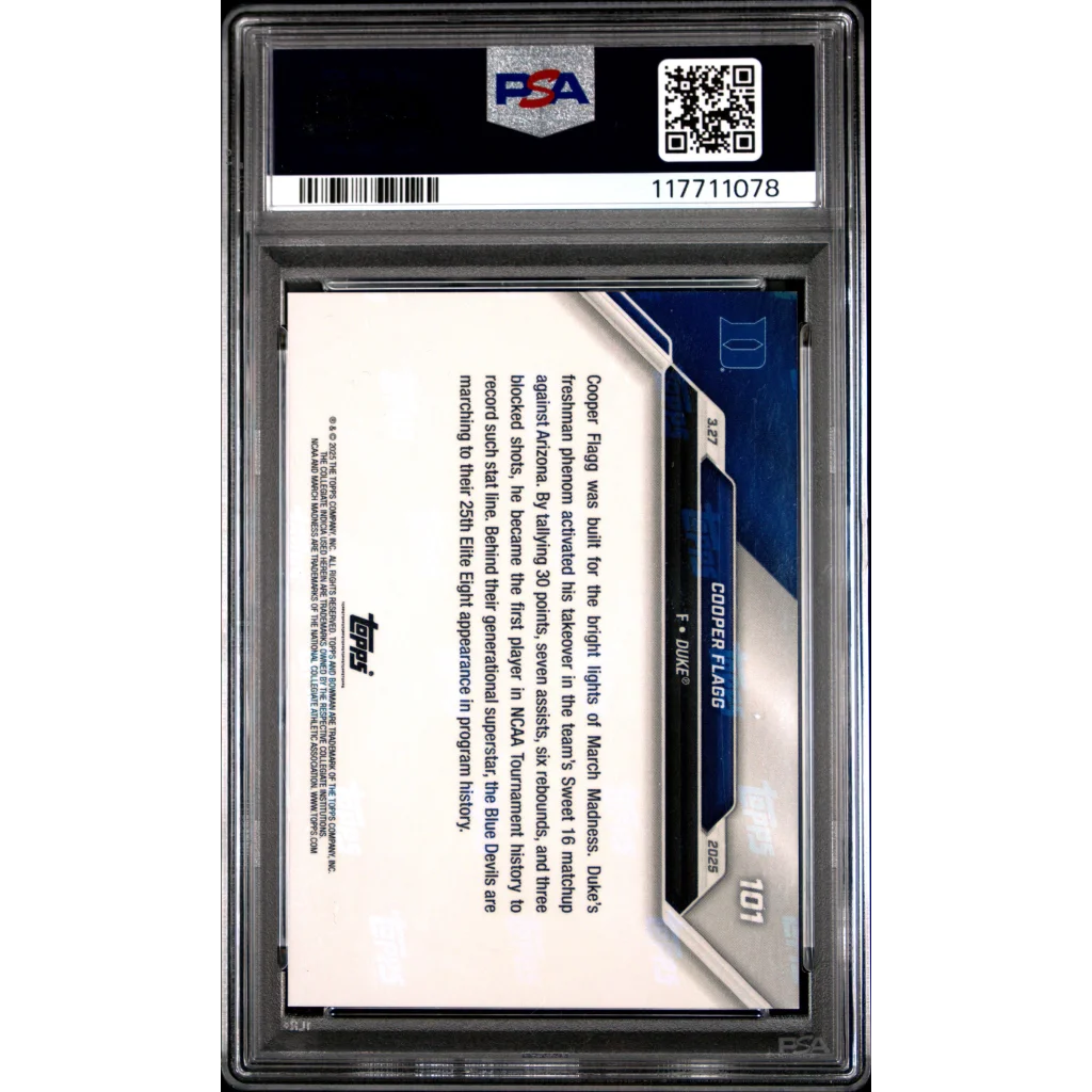 Graded 2024 Topps Bowman U Now Cooper Flagg #101 Rookie RC PSA 10 Basketball Card