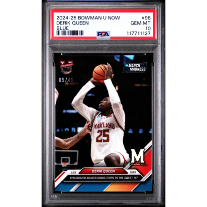 Graded 2024 Topps Bowman U Now Derik Queen #98 Blue /49 Rookie RC Basketball Card PSA 10 Gem Mint