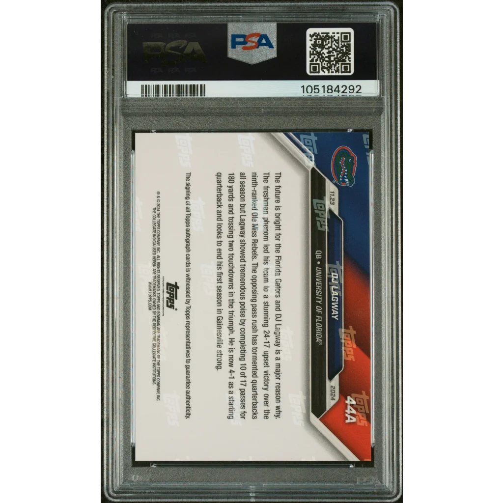 Graded 2024 Topps Bowman U Now DJ Lagway #44A Red Auto /10 PSA 10 Football RC