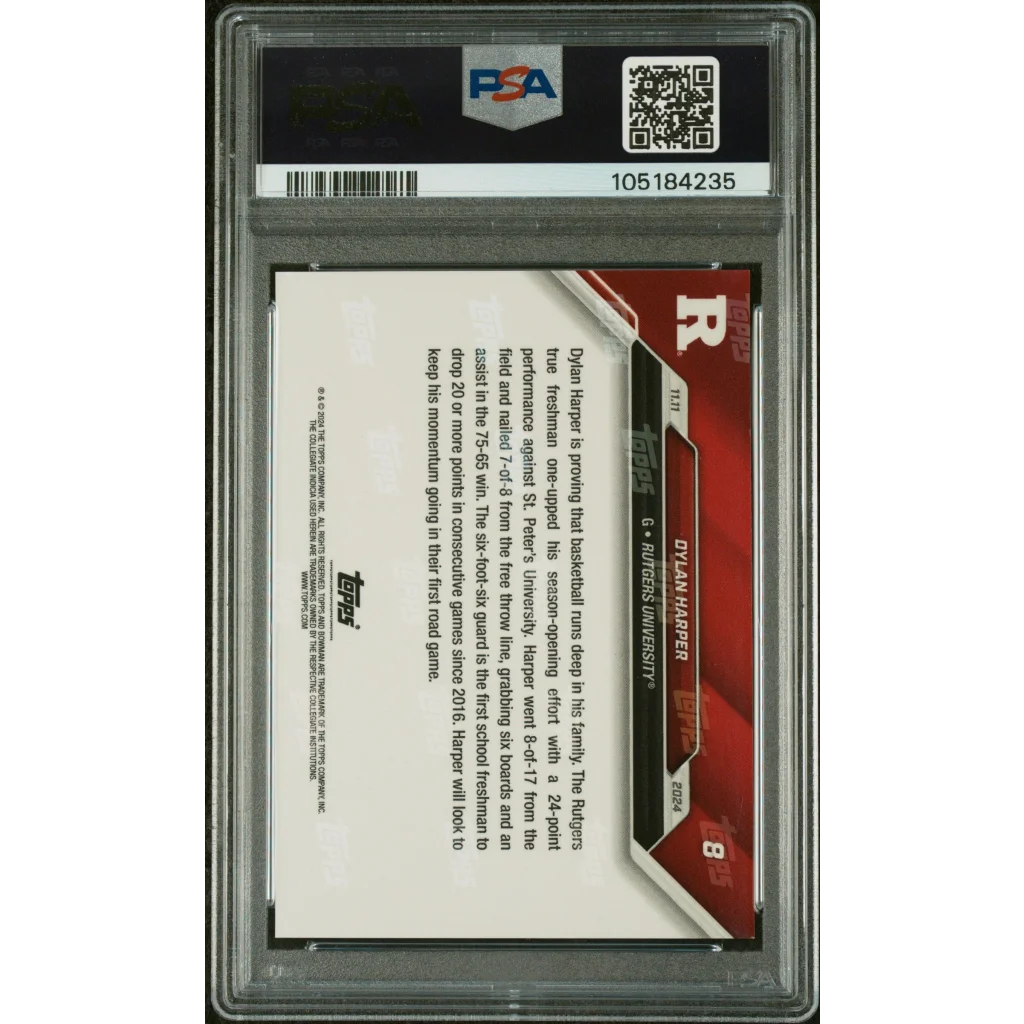 Graded PSA 10 Dylan Harper Blue Auto Rookie Card in clear plastic slab