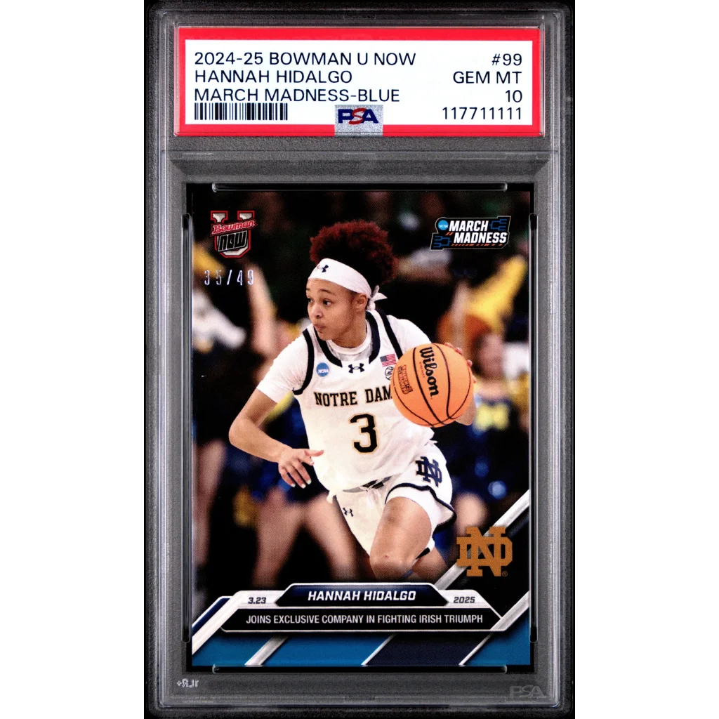 Graded 2024 Topps Bowman U Now Hannah Hidalgo #99 Blue March Madness /49 Rookie RC Basketball Card PSA 10 Gem Mint | Hall of Fame Sports Memorabilia | vintageantiquesgifts.com