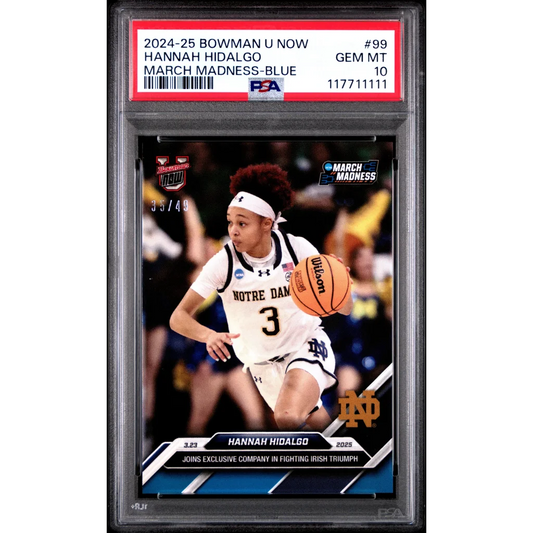 Graded 2024 Topps Bowman U Now Hannah Hidalgo #99 Blue March Madness /49 Rookie RC Basketball Card PSA 10 Gem Mint | Hall of Fame Sports Memorabilia | vintageantiquesgifts.com