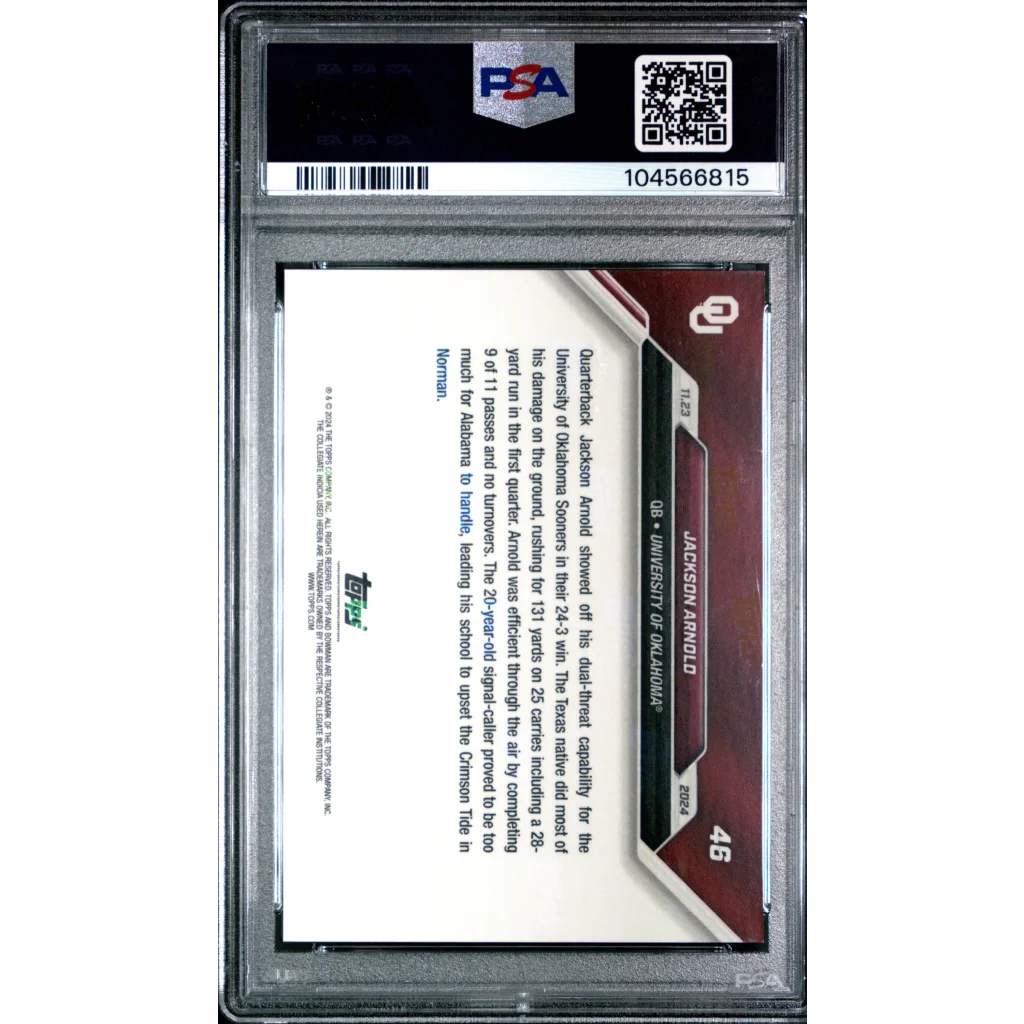 PSA graded 2024 Bowman U Jackson Arnold football trading card for sale