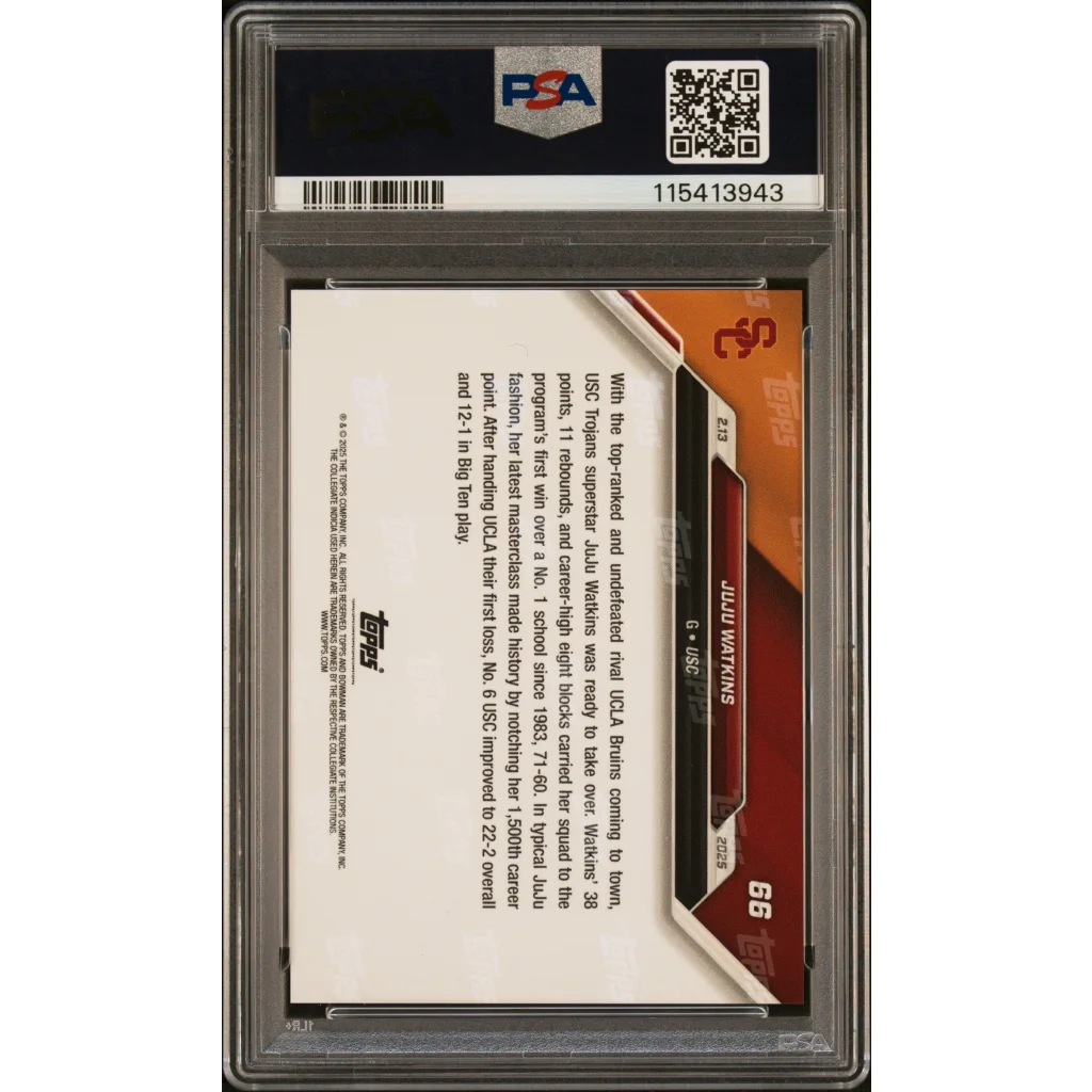 Graded 2024 Topps Bowman U Now JuJu Watkins #66 Purple /25 Rookie RC Basketball Card PSA 9 Mint