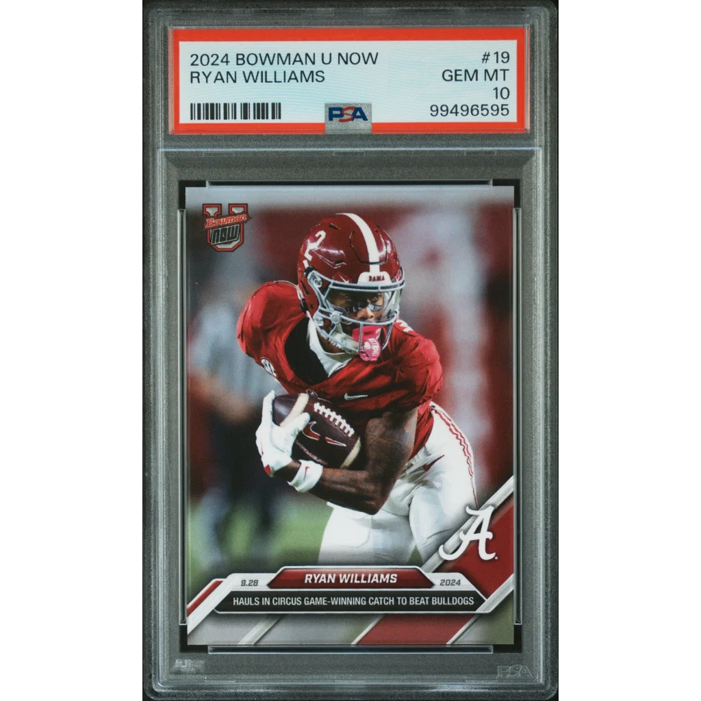 Graded 2024 Topps Bowman U Now Ryan Williams #19 Rookie RC Football Card PSA 10 Gem Mint | Hall of Fame Sports Memorabilia | vintageantiquesgifts.com