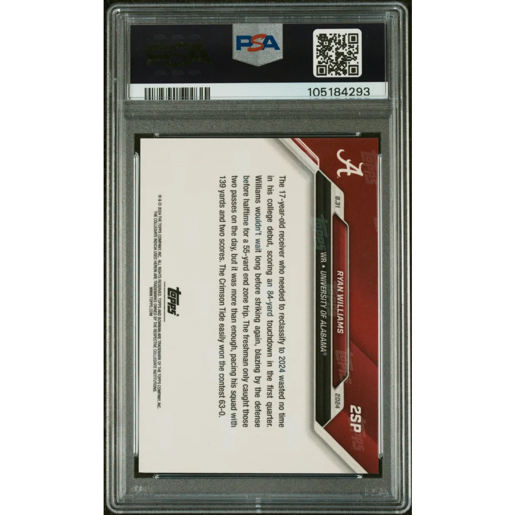 Graded 2024 Topps Bowman U Now Ryan Williams #2SP Variation Rookie RC Football Card PSA 10 Auto Grade Gem Mint | PSA 10 Gem Mint Graded Rookie Card | vintageantiquesgifts.com