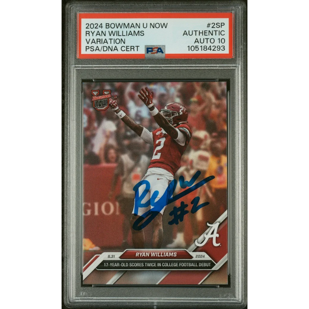 Graded 2024 Topps Bowman U Now Ryan Williams #2SP Variation Rookie RC Football Card PSA 10 Auto Grade Gem Mint | Hall of Fame Sports Memorabilia | vintageantiquesgifts.com