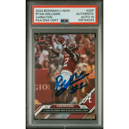 Graded 2024 Topps Bowman U Now Ryan Williams #2SP Variation Rookie RC Football Card PSA 10 Auto Grade Gem Mint | Hall of Fame Sports Memorabilia | vintageantiquesgifts.com