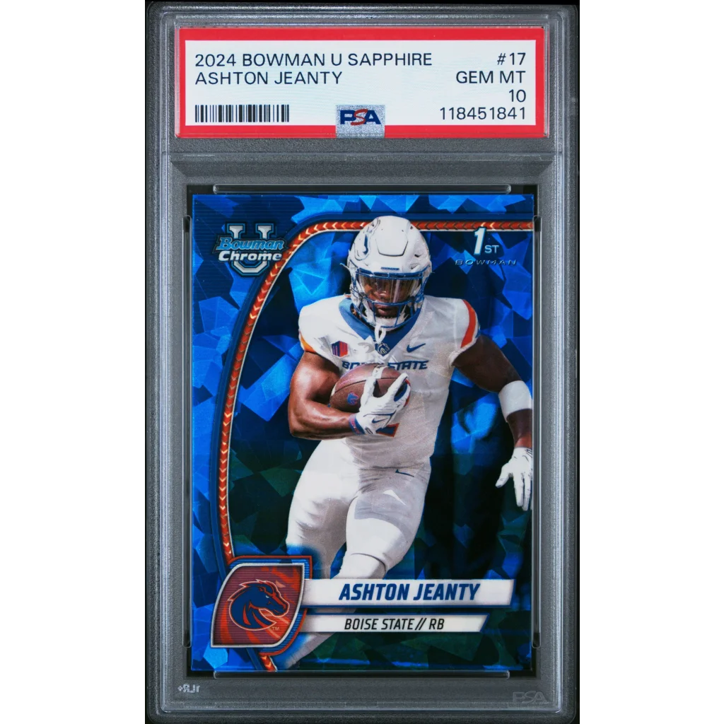 Graded 2024 Topps Bowman U Sapphire Ashton Jeanty #17 Rookie RC Football Card PSA 10 Gem Mint | Hall of Fame Sports Memorabilia | vintageantiquesgifts.com