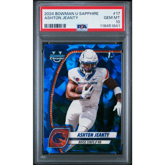 Graded 2024 Topps Bowman U Sapphire Ashton Jeanty #17 Rookie RC Football Card PSA 10 Gem Mint | Hall of Fame Sports Memorabilia | vintageantiquesgifts.com