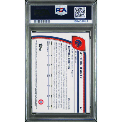 Graded 2024 Topps Bowman U Sapphire Ashton Jeanty #17 Rookie RC Football Card PSA 10 Gem Mint | PSA 10 Gem Mint Graded Rookie Card | vintageantiquesgifts.com