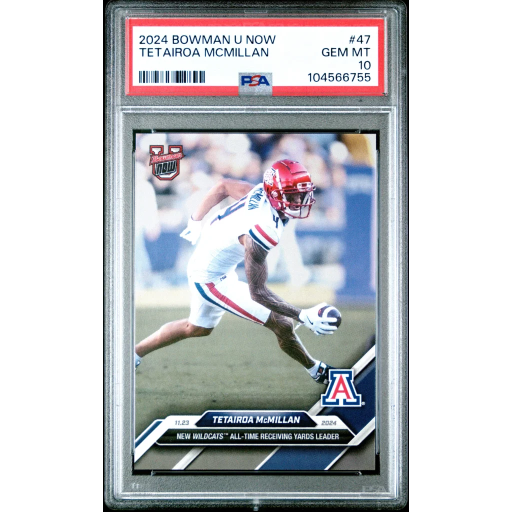Graded 2024 Topps Bowman U Now Tetairoa McMillan #47 Rookie RC Football Card PSA 10 Gem Mint | Hall of Fame Sports Memorabilia | vintageantiquesgifts.com