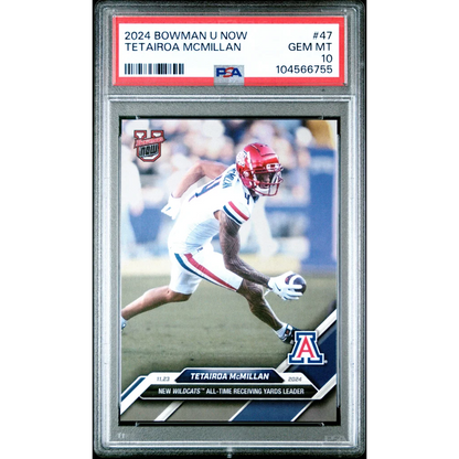 Graded 2024 Topps Bowman U Now Tetairoa McMillan #47 Rookie RC Football Card PSA 10 Gem Mint | Hall of Fame Sports Memorabilia | vintageantiquesgifts.com