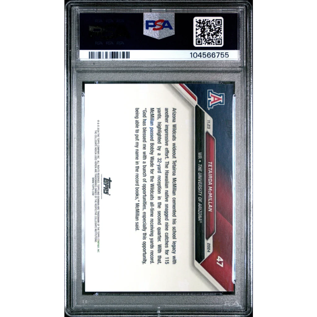 Graded 2024 Topps Bowman U Now Tetairoa McMillan #47 Rookie RC Football Card PSA 10 Gem Mint | PSA 10 Gem Mint Graded Rookie Card | vintageantiquesgifts.com