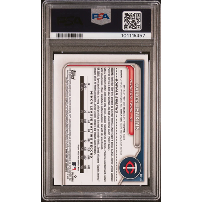 Graded 2024 Topps Bowman Walker Jenkins #BCP43 Chrome Prospects Lunar Glow Refractor Rookie RC Baseball Card PSA 10 Gem Mint | PSA 10 Gem Mint Graded Rookie Card | vintageantiquesgifts.com