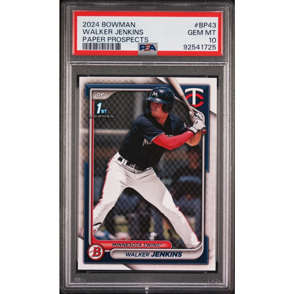 Graded 2024 Topps Bowman Walker Jenkins #BP43 Paper Prospects Rookie RC Baseball Card PSA 10 Gem Mint | Hall of Fame Sports Memorabilia | vintageantiquesgifts.com