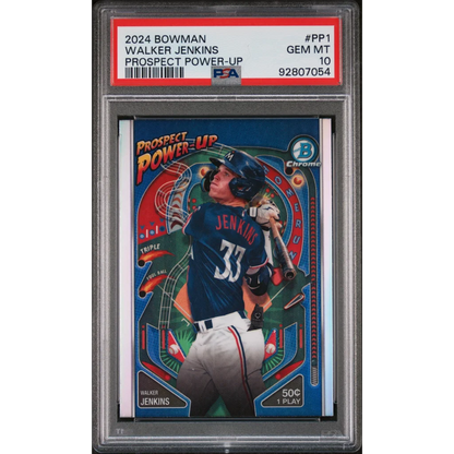 Graded 2024 Topps Bowman Walker Jenkins #PP1 Prospect Power Up Rookie RC Baseball Card PSA 10 Gem Mint | Hall of Fame Sports Memorabilia | vintageantiquesgifts.com