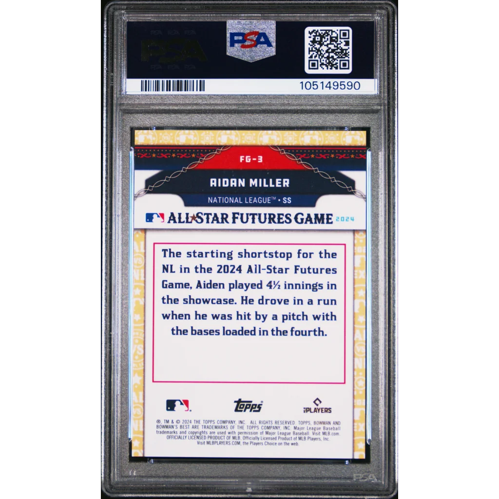 Graded 2024 Topps Bowmans Best Aidan Miller #FG3 All Star Futures Game Rookie RC Baseball Card PSA 10 Gem Mint | PSA 10 Gem Mint Graded Rookie Card | vintageantiquesgifts.com