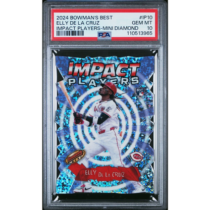 Graded 2024 Topps Bowmans Best Elly De La Cruz #IP10 Impact Players Mini Diamond Rookie RC Baseball Card PSA 10 Gem Mint | Hall of Fame Sports Memorabilia | vintageantiquesgifts.com