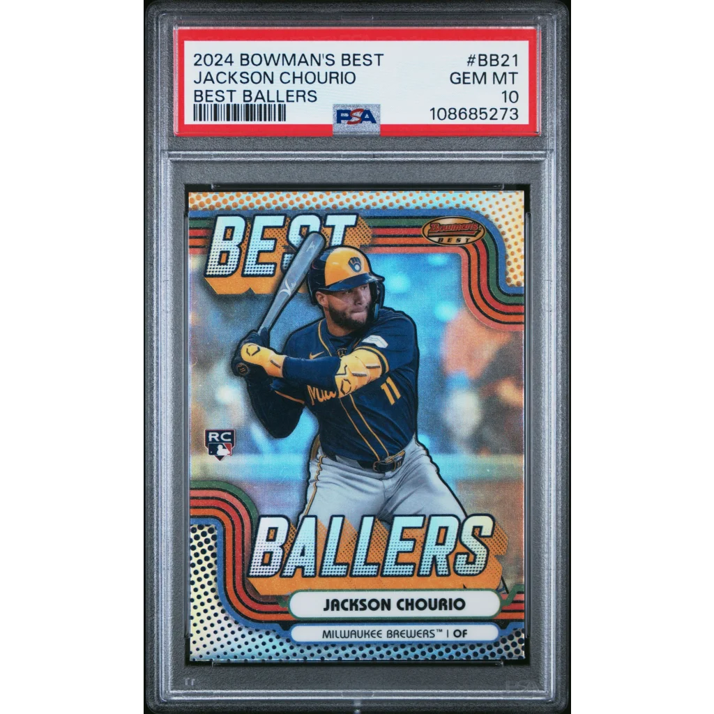 Graded 2024 Topps Bowmans Best Jackson Chourio #BB21 Best Ballers Rookie RC Baseball Card PSA 10 Gem Mint | Hall of Fame Sports Memorabilia | vintageantiquesgifts.com