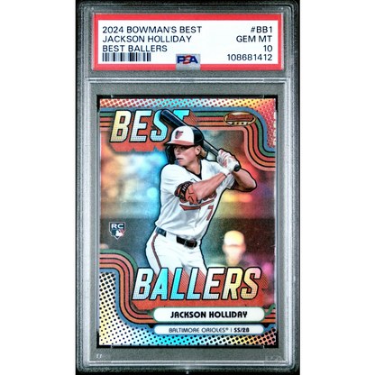 Graded 2024 Topps Bowmans Best Jackson Holliday #BB1 Best Ballers Rookie RC Baseball Card PSA 10 Gem Mint | Hall of Fame Sports Memorabilia | vintageantiquesgifts.com