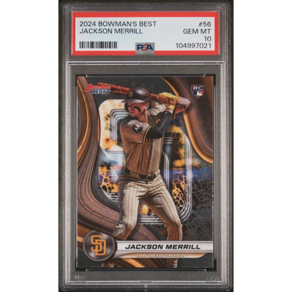 Graded 2024 Topps Bowmans Best Jackson Merrill #56 Rookie RC Baseball Card PSA 10 Gem Mint | Hall of Fame Sports Memorabilia | vintageantiquesgifts.com