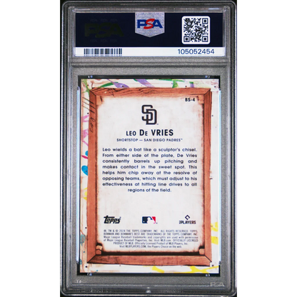 Graded 2024 Topps Bowmans Best Leo De Vries #BS4 Bowman Showpieces Rookie RC Baseball Card PSA 10 Gem Mint | PSA 10 Gem Mint Graded Rookie Card | vintageantiquesgifts.com