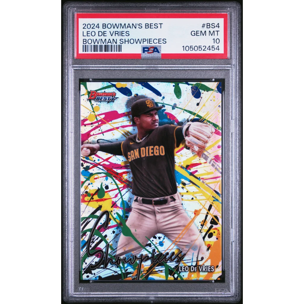Graded 2024 Topps Bowmans Best Leo De Vries #BS4 Bowman Showpieces Rookie RC Baseball Card PSA 10 Gem Mint | Hall of Fame Sports Memorabilia | vintageantiquesgifts.com