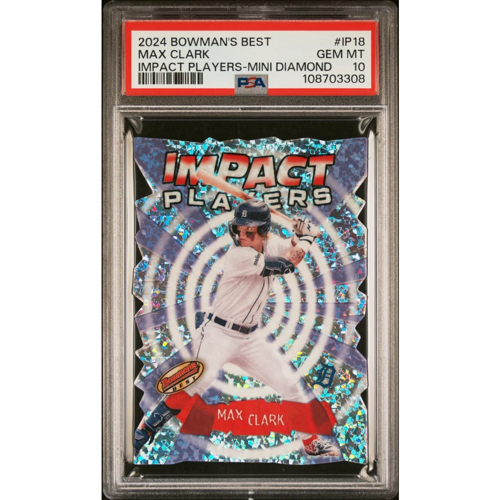 Graded 2024 Topps Bowmans Best Max Clark #IP18 Impact Players Mini Diamond Rookie RC Baseball Card PSA 10 Gem Mint | Hall of Fame Sports Memorabilia | vintageantiquesgifts.com