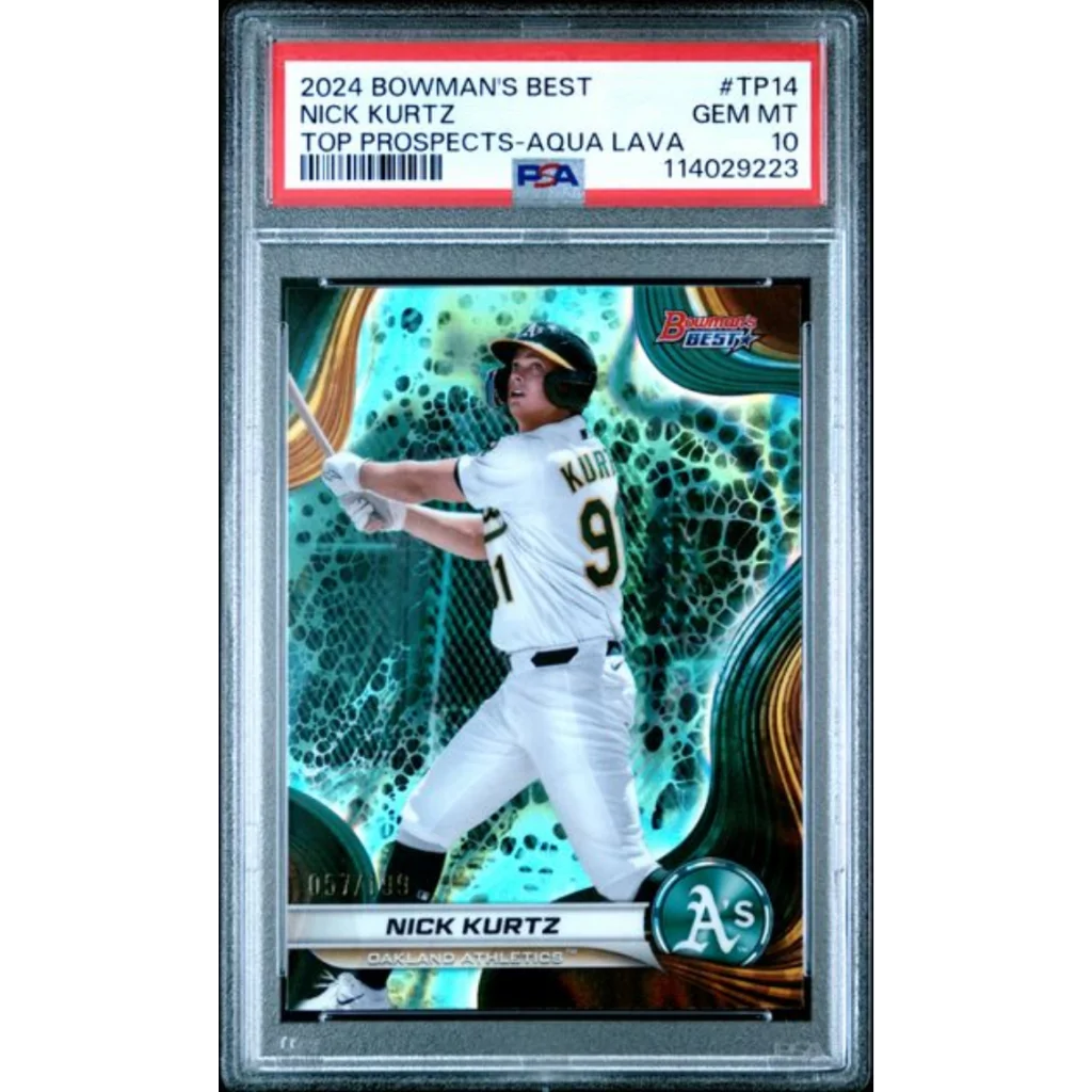 Graded PSA 10 Gem Mint 2024 Bowmans Best Nick Kurtz Aqua Lava rookie card
