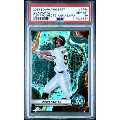 Graded PSA 10 Gem Mint 2024 Bowmans Best Nick Kurtz Aqua Lava rookie card