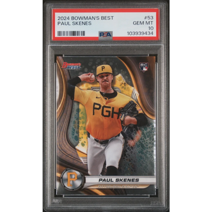 Graded 2024 Topps Bowmans Best Paul Skenes #53 Rookie RC Baseball Card PSA 10 Gem Mint | Hall of Fame Sports Memorabilia | vintageantiquesgifts.com