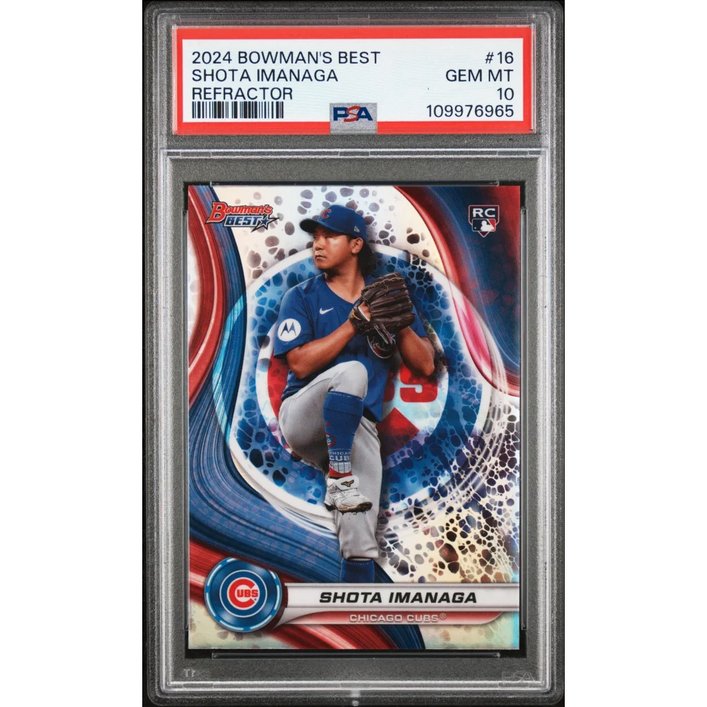 Graded 2024 Topps Bowmans Best Shota Imanaga #16 Refractor Rookie RC Baseball Card PSA 10 Gem Mint | Hall of Fame Sports Memorabilia | vintageantiquesgifts.com