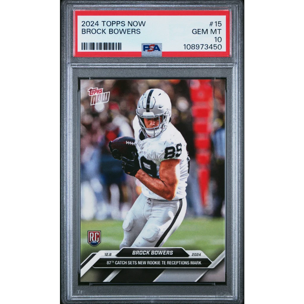 A graded 2024 Topps Now Brock Bowers football card PSA Gem Mint 10 product image