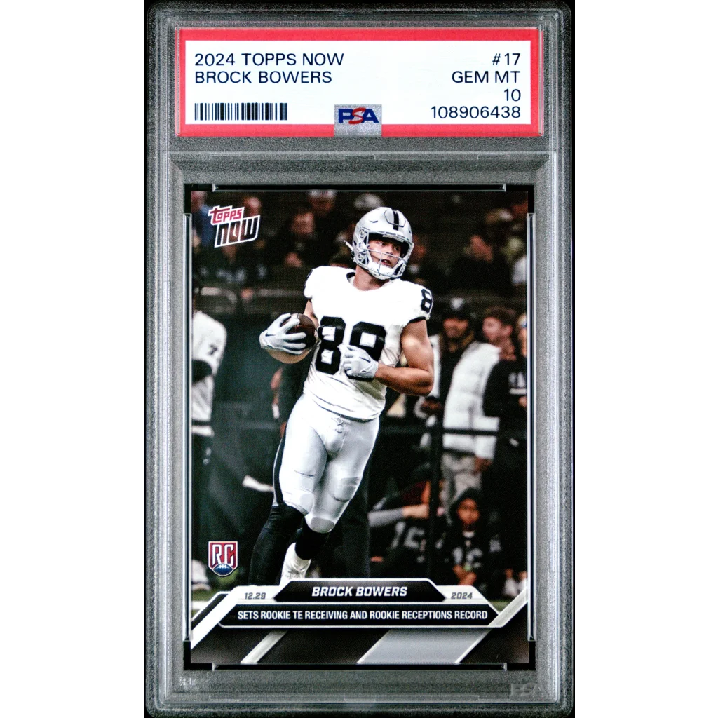 Graded 2024 Topps Now Brock Bowers #17 Rookie RC Football Card PSA 10 Gem Mint | Hall of Fame Sports Memorabilia | vintageantiquesgifts.com