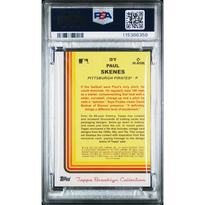 PSA 10 Graded 2024 Topps Brooklyn Paul Skenes #37 /25 Orange Rookie Card