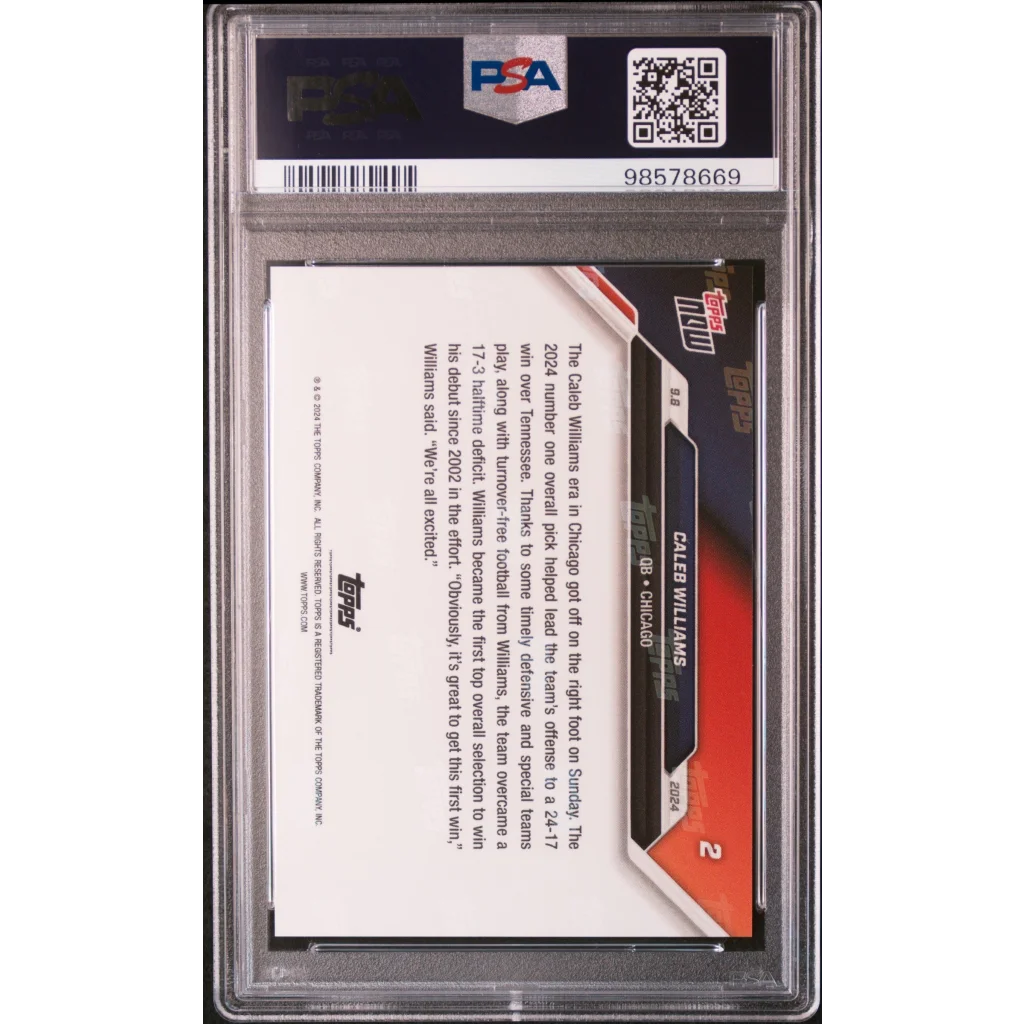 PSA Graded Caleb Williams Topps Now Rookie Card football card image
