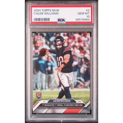 PSA Graded Caleb Williams 2024 Topps Now football rookie card for sale