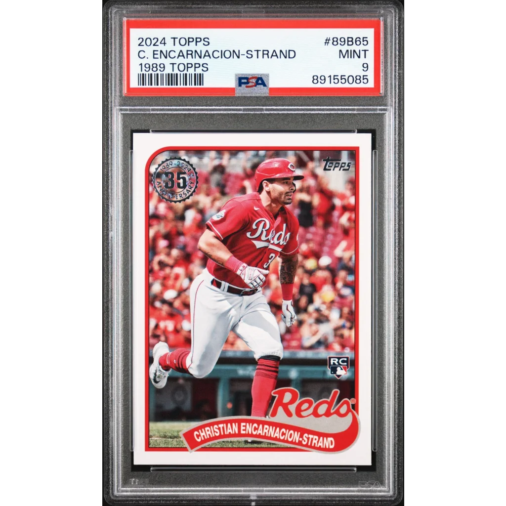 Graded 1989 Topps Christian Encarnacion-Strand Rookie RC PSA 9 Mint Reds Card