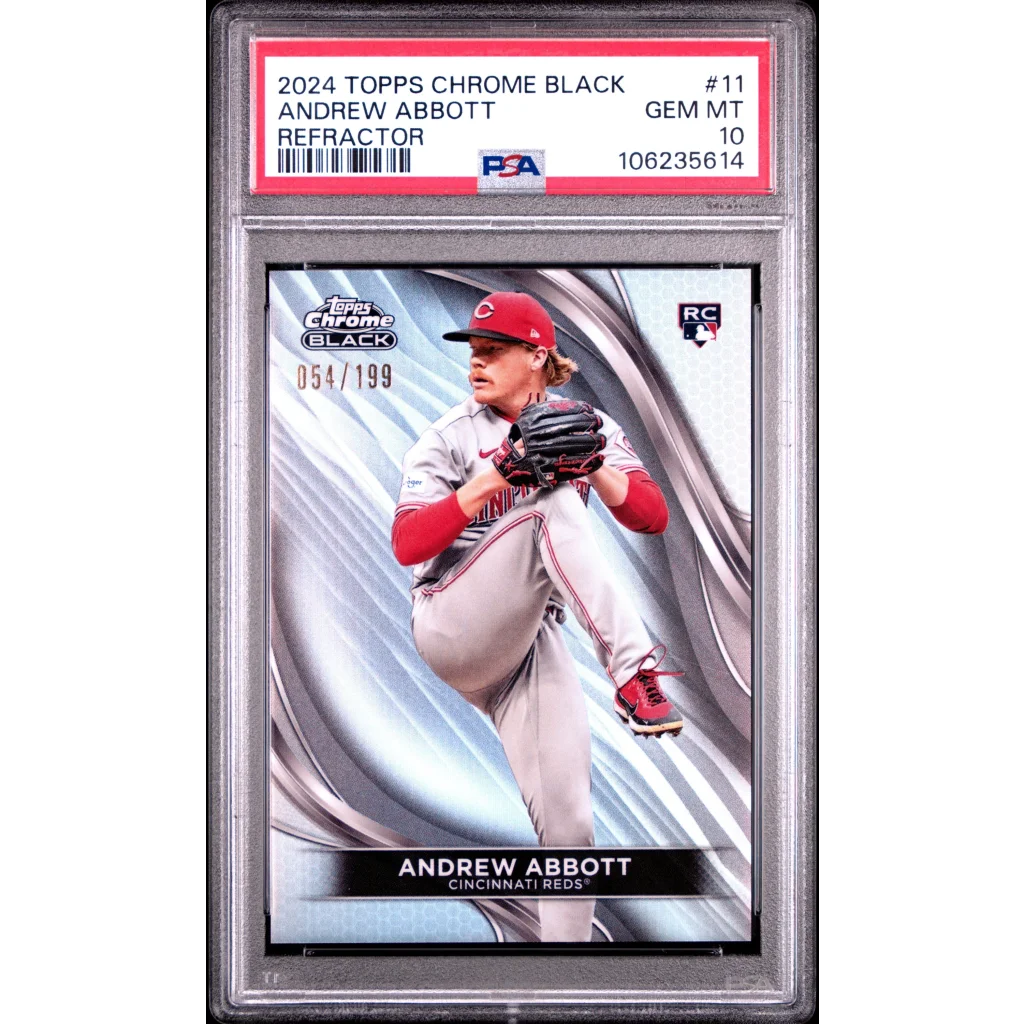Graded 2024 Topps Chrome Black Andrew Abbott #11 Refractor /199 Rookie RC Baseball Card PSA 10 Gem Mint | Hall of Fame Sports Memorabilia | vintageantiquesgifts.com