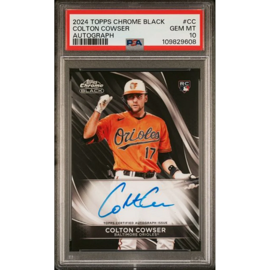 Graded 2024 Topps Chrome Black Colton Cowser CC Autograph Rookie RC Baseball Card PSA 10 Gem Mint | Hall of Fame Sports Memorabilia | vintageantiquesgifts.com