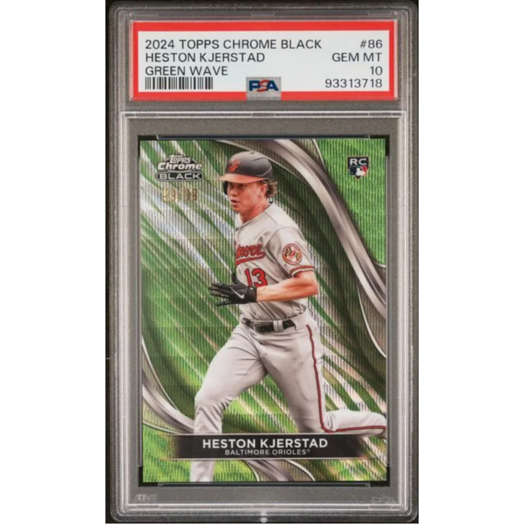 Graded 2024 Topps Chrome Black Heston Kjerstad 86 Green Wave 99 Rookie RC Baseball Card PSA 10 Gem Mint | Hall of Fame Sports Memorabilia | vintageantiquesgifts.com