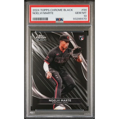 Graded 2024 Topps Chrome Black Noelvi Marte #94 Rookie RC Baseball Card PSA 10 Gem Mint | Hall of Fame Sports Memorabilia | vintageantiquesgifts.com