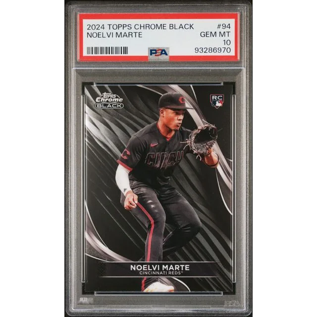 Graded 2024 Topps Chrome Black Noelvi Marte #94 Rookie RC Baseball Card PSA 10 Gem Mint
